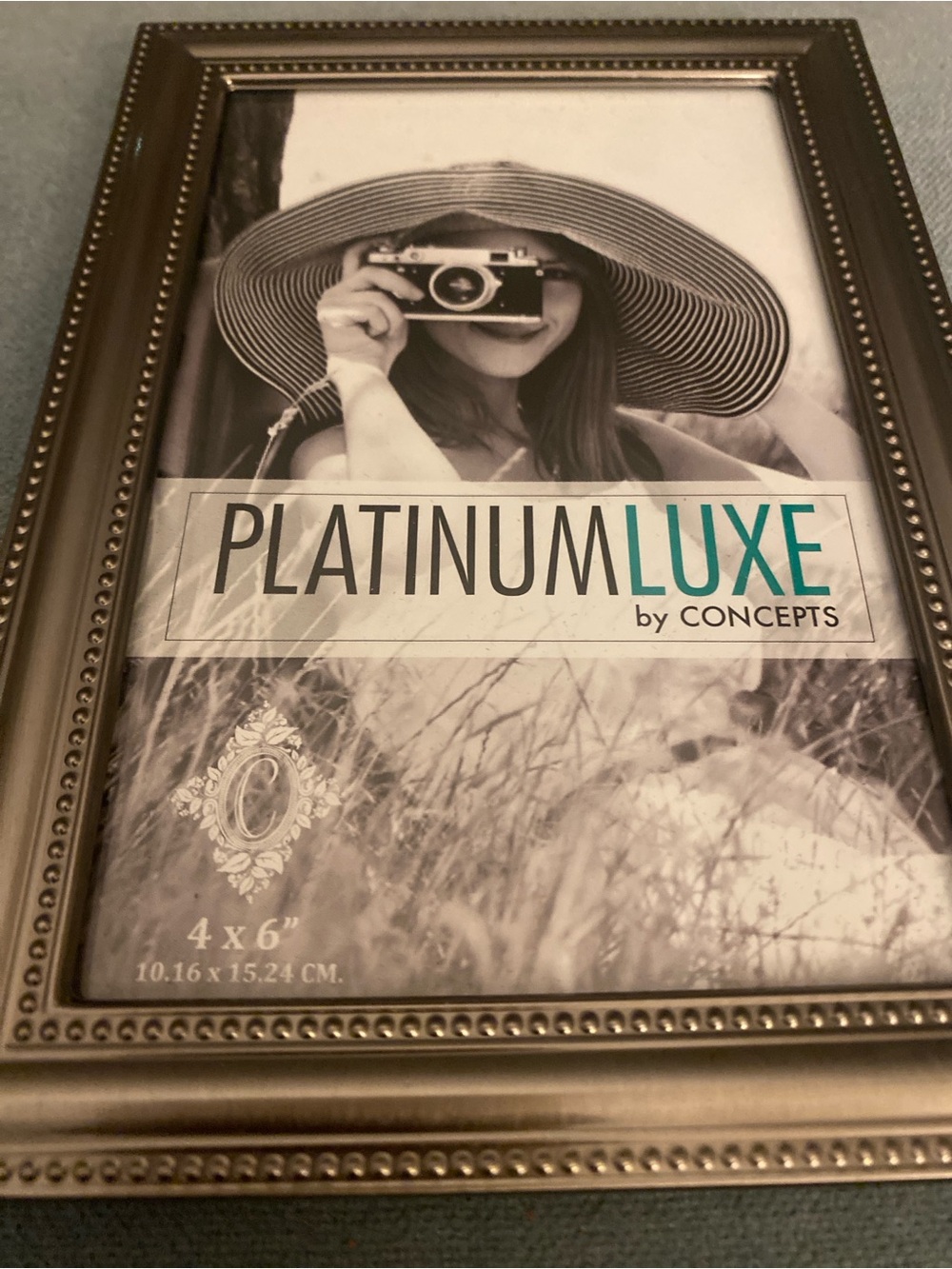 Concepts Platinum Luxe Beaded Picture Frame 4x6 Bright Silver Tone Tabletop
